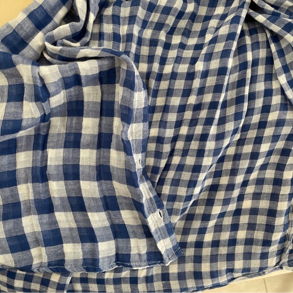 NWT Caribbean Joe Sleeveless Blue Gingham Button Front Gauze Dress L - Picture 8 of 8